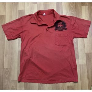 Vintage 70s Fisherman Sailor Single Stitch Red Pocket Shirt Men M/L Made in Usa